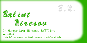 balint mircsov business card